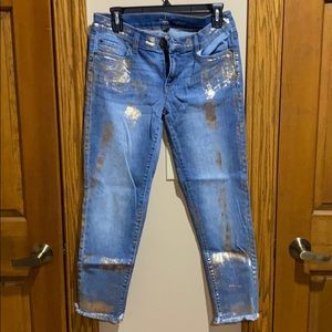 NY&Co Gold spray paint boyfriend jeans